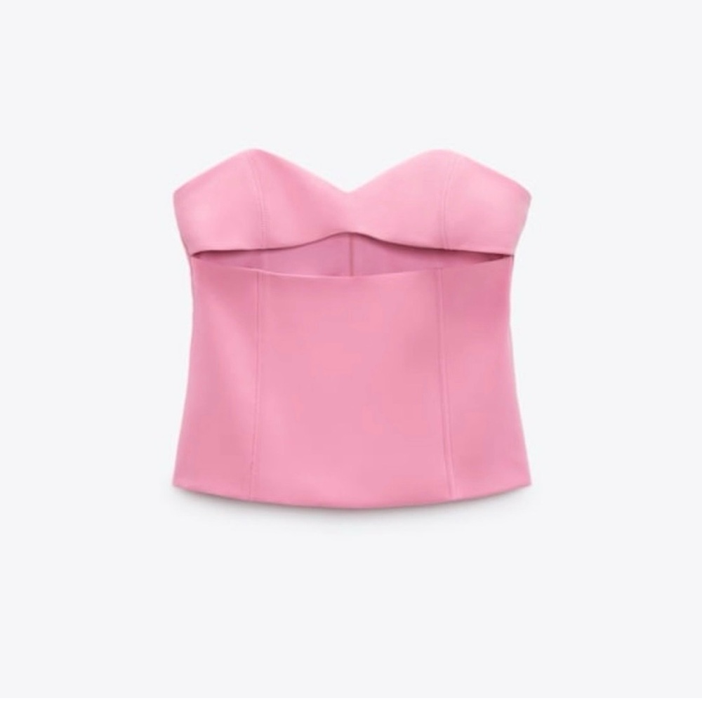 Zara Pink Strapless Crop Top
